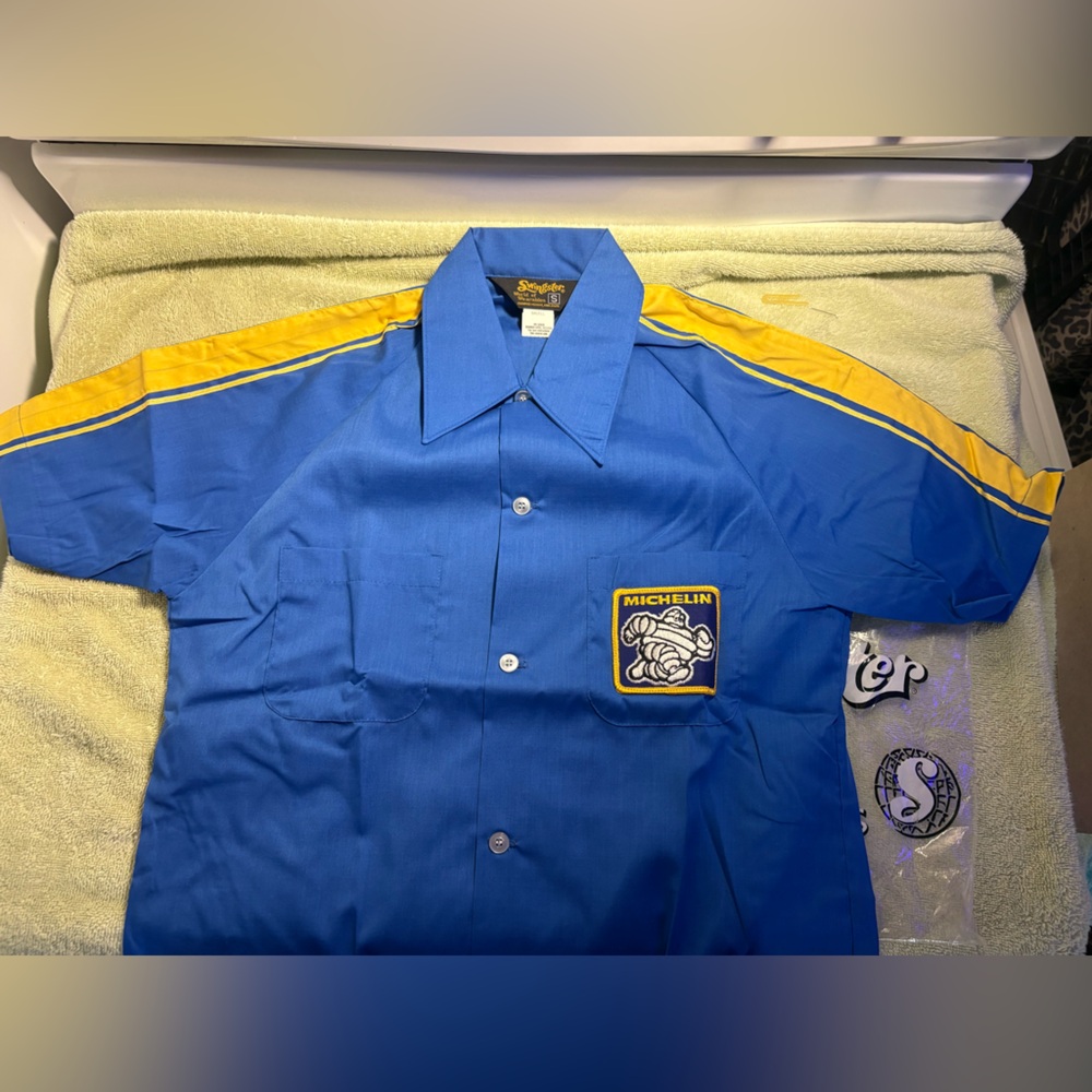 Michelin Blue and Yellow Button-Up Shirt